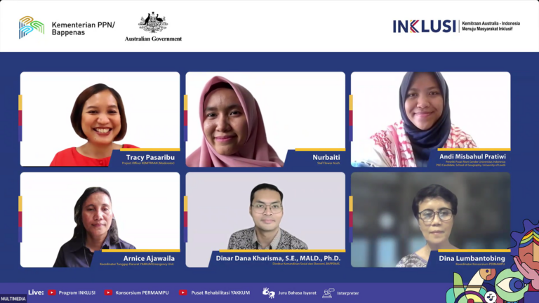 Panelists of Bincang INKLUSI talkshow themed Grassroots Women’s Movements in Inclusive Disaster Response.